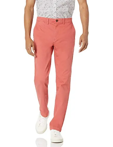 Amazon Essentials Pantalones Chinos Informales, Elásticos de Corte Ajustado para Todo el Día Hombre , Rojo Frambuesa, 32W / 31L