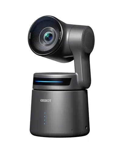 OBSBOT Tail Air Cámara NDI 4K con Seguimiento AI, PTZ, App Inteligente, Control Gestual, Webcam HDMI/USB-C/Sin Cable, para Youtube, Iglesia, Creadores de Contenidos.