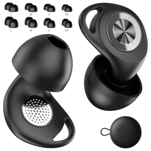 Tapones Oidos Ruido Dormir,45dB Tapones Oidos Cancelacion de Ruido Protección Auditiva para Dormir/Concentración/Conciertos, con 8 Reutilizable Puntas(XS/S/M/L) y Estuche, Rosa