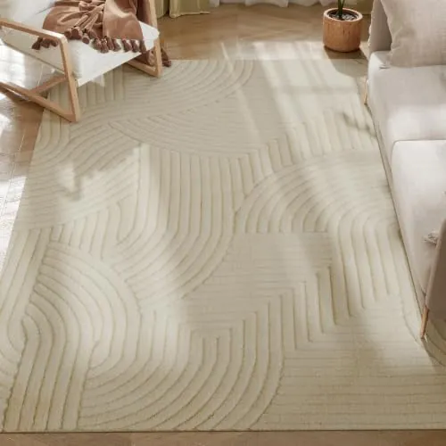 HOMCOM Alfombra Salón 230x160 cm Alfombra Pelo Corto Estilo Moderno Crema