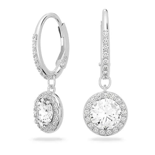 Swarovski Pendientes Angelic, Talla redonda, Blancos, Baño de rodio