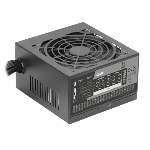 TACENS Anima APB650, Fuente Alimentación PC ATX 650W, Certificado 80Plus Bronze, 85% Eficiencia, Tecnologías SMD y DC-DC, Ventilador Ultra-silencioso 12cm, Cables Planos Extralargos, Negro