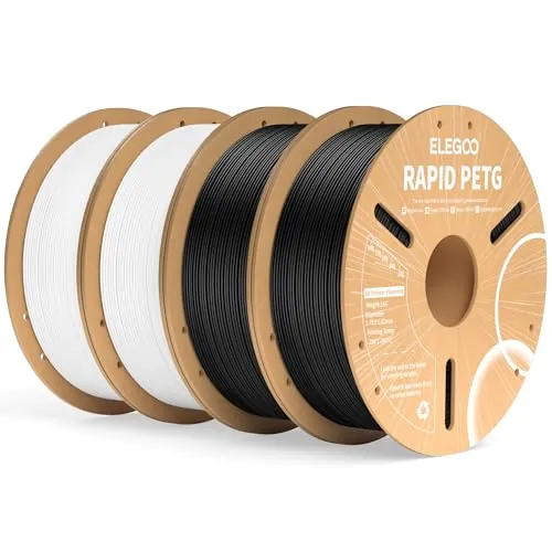 ELEGOO Filamento PETG Rápido 1.75 4KG Negro y Blanco | Velocidad 30-600mm/s, Precisión Dimensional +/- 0,02mm, Carrete de Filamento, para la Mayoría de Impresoras 3D