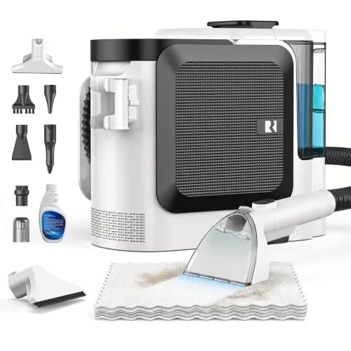Redkey Rd-F1 Aspirador Tapicerías con Agua, 4 en 1 Aspirador Lava a Vapor con Succión 26000Pa, 1800W Limpieza Profunda para Alfombras, Sofás, Manchas de Mascotas, Depósito 3 en 1 & 7 Accesorios