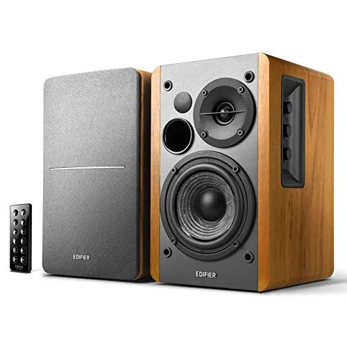 Edifier R1280DB Altavoces de Estante con Bluetooth - Entrada óptica - Monitores de Estudio Inalámbricos - Altavoz de Campo Cercano de 4 pulgadas - 42w RMS - Grano de madera