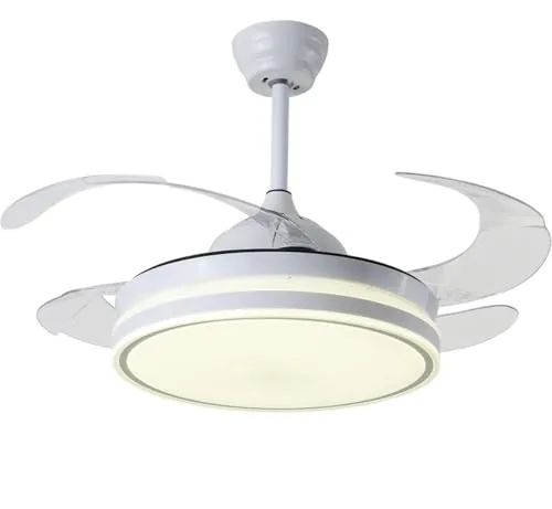 BEL AIR HOME - Ventilador de Techo ASGARD - Motor DC Silencioso - Aspas Desplegables - Luz LED 36W, 3 Temperaturas - Mando a Distancia - Modo Invierno, Blanco, Metal
