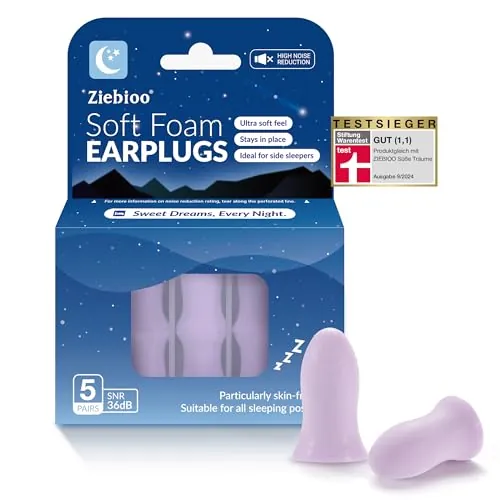 𝐓𝐎𝐏 𝟐𝟎𝟐𝟒 Ziebioo Tapones Oídos Ruido Dormir, diseño ergonómico, SNR de 36 dB, tapones para los oídos hipoalergénicos con cancelación de ruido para ronquidos, volar, estudiar, trabajar