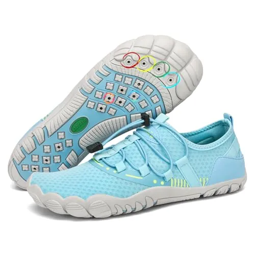SAGUARO Escarpines Mujer Zapatillas Agua Hombre Secado Rápido Barefoot Zapatos de Agua Antideslizante Escarpines Surf Ligeras Zapatillas Minimalistas para Playa Snorkel Kayak Azul Claro,Gr.40