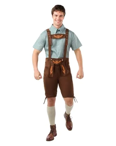 Funidelia Disfraz de Oktoberfest para hombre, Tirolés, Bávaro, Incluye camisa de manga corta y peto - Traje para adultos para fiestas, Carnaval y Halloween, Talla 3XL