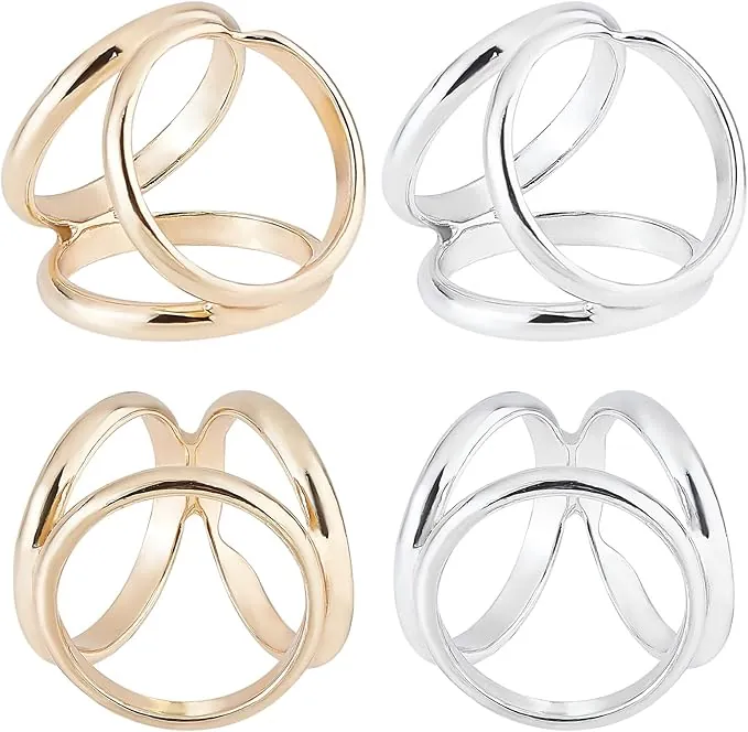 GORGECRAFT 2 Colores 4 Piezas Triple Anillo Bufanda Clip Hebilla Cierre Titular Aleación de Zinc Ropa Joyería Accesorios Broches para Boda Fiesta Ropa Camiseta Pañuelo Chal Mujer Moda Decoración
