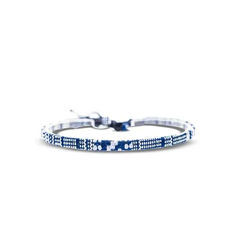 Made by Nami Tobillera Surferas Mujer y Hombre - Tobillera Fina Estilo Boho Hippie - Accesorios Festivales y Playa - Hechos a Mano - Resistente al Agua y Ajustable (Azul-Blanco)