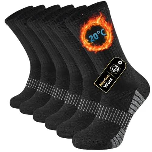 inaWarm Calcetines de merino para hombre y mujer, 3 pares, cálidos calcetines de lana, calcetines térmicos transpirables, calcetines de invierno, calcetines suaves para senderismo, calcetines