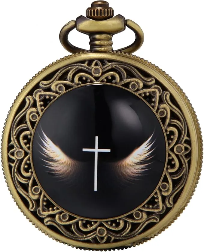 SEWOR Bronce Esmalte Craft patrón Japón Movimiento de Cuarzo Reloj de Bolsillo con Cadena Doble (Metal y Piel)