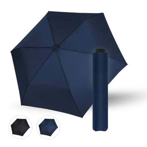 Doppler paraguas Zero Large en azul oscuro sencillo | ultraligero, de bolsillo con apertura de mano, con bolsa, compacto y ligero, a prueba de tormentas
