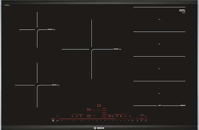 Bosch Placa de Inducción, 80 cm, Serie 8, FlexInducción y 3 Zonas de Cocción, Electrónica DirectSelect, PerfectFry, Negro, PXV875DV1E