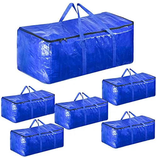 Bolsas Mudanza Cajas Grandes para Almacenaje Ropa, 6 Piezas (Azul)