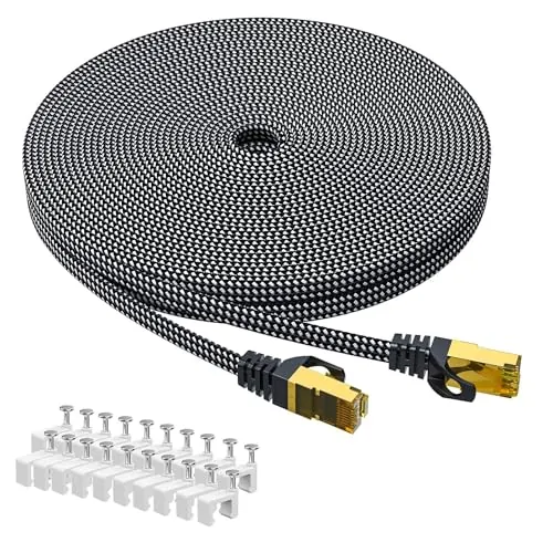 ARISKEEN Cat 8 Cable Ethernet 7M, Cat8 Cable Trenzado Plano de Alta Velocidad(40Gbps 2000Mhz/s) Gigabit Rj45 STP Red de Internet Blindada Cable de Conexión Lan para,Módem,Enrutador,Computadora,PC