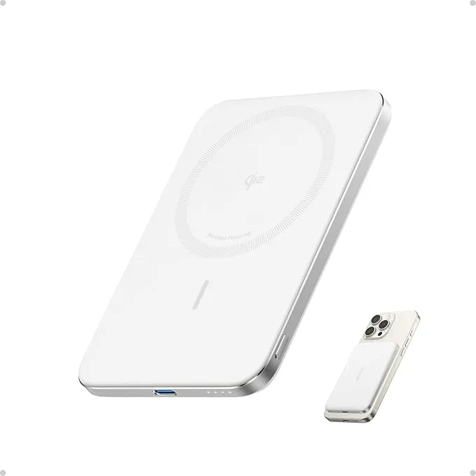 Anker Nano Certificado Qi2 15W Power Bank Magsafe ultradelgada de 5000 mAh, Cargador portátil Compatible con MagSafe,diseño ergonómico, Solo para iPhone 17/16 Pro Max/15/14