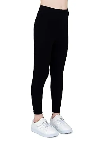 infatti Leggings de algodón para niñas, Pantalones Suaves y cómodos para niños, Entrenamiento Informal, Estilo Elegante, Ropa básica Zoe, Negro 110 cm (5 años)