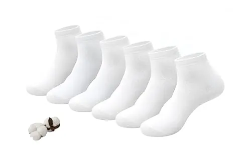 CYS Calcetines 6 Pares Tobilleros Cortos Colegio Deporte Algodón Para Niños Niñas Infantiles Verano Pack de 6 Pares (33-36, BLANCO)