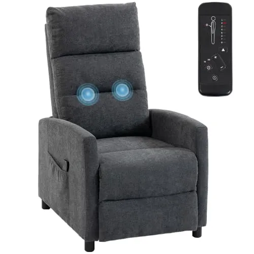 HOMCOM Sillón de Masaje Reclinable 160° Reposapiés 66x91x108 cm Gris Oscuro