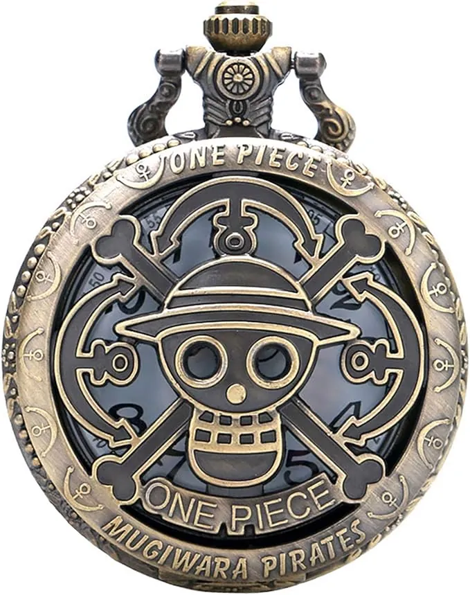 Una Pieza Cool Pirate Estilo Reloj De Bolsillo De Paja Caso Sombrero Collar De Cobre Moda Reloj para Niños Hombres Niños Regalos Una Pieza, Una Pieza