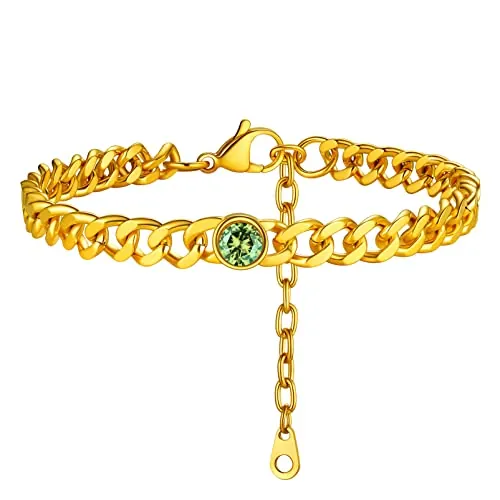 PROSTEEEL Personalizable Colgante Brazalete Pie Cristal Peridoto Mujer Tobillera Cubana Hermana