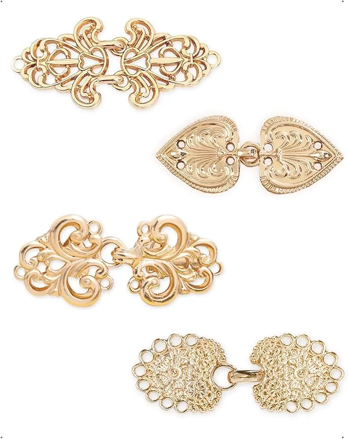 Broche Cierre Clip, 4 Piezas de Clips Ropa Tipo Cárdigan, Broches Retro Tipo Capa, Clips Vintage Chaquetas de Punto, Broches Metálicos para Vestidos, Camisas y Bufandas Mujer (Dorados)