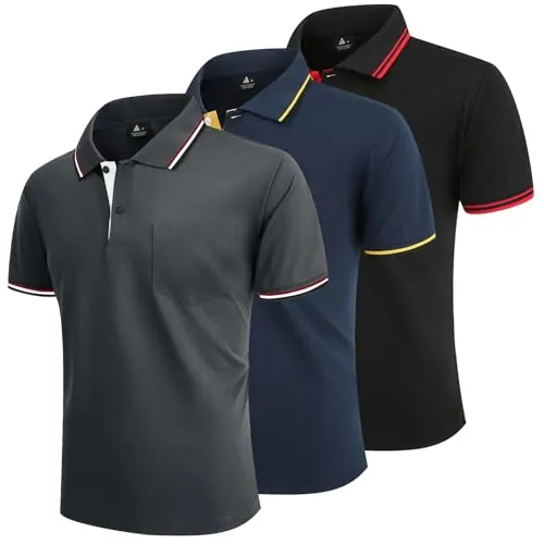 LLdress Polo para Hombre Paquete de 3 Polos Manga Corta Camiseta de Golf Ligera y Transpirable T Shirt de Tenis Verano