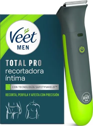 Veet Total Pro, Recortadora para partes íntimas, Maquina de Afeitar Hombre Resistente al agua, con cargador USB, adecuado para el área del ingle, pecho, espalda, brazos, piernas, axilas, cabeza y cara