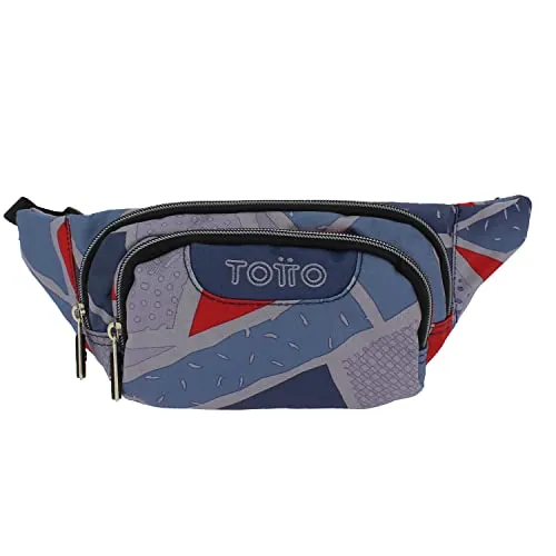 Totto - Riñonera Infantil Gancho - Estampado Gris y Rojo para acompañar a los pequeños en Sus Aventuras