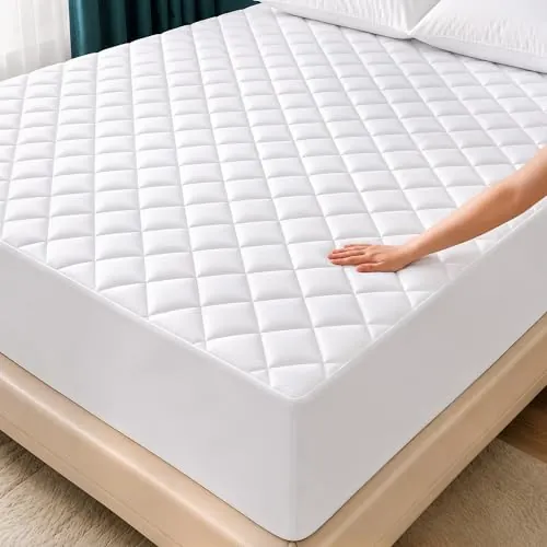 Protector Colchon 160x200 cm, Acolchada Cubrecama, Funda de colchon | Protector de colchón acolchado con elástico en todo el borde, calidad hotelera, fibra virgen, Oeko-Tex, Utopia Bedding