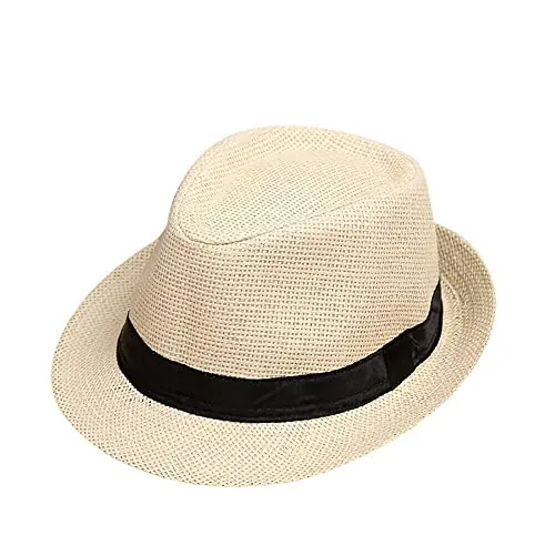 Boolavard Niños Niñas Niños Verano Fedora Sombrero de Paja ala Ancha Floppy Playa Visera Sombrero (Paja)