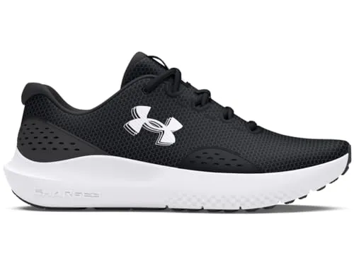 Under Armour UA Charged Surge 4 Zapatos de deporte para hombre, ligeras y transpirables deportivas de hombre, color negro/gris antracita/blanco
