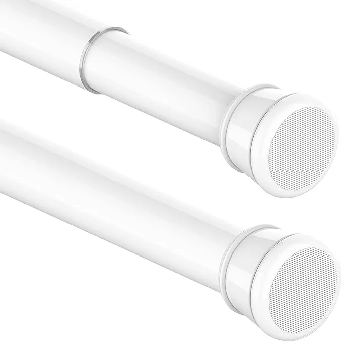 Barra de ducha sin agujeros, longitud extra, barra de cortina telescópica, barra de cortina de ducha para baño, dormitorio, blanco (85-220 cm, diámetro de 32 mm)