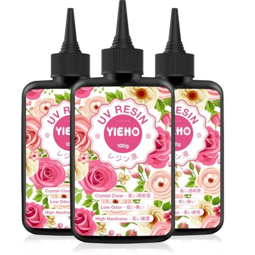 YIEHO 300g Resina UV transparente, Resina Epoxi UV para Manualidades | Resina Epoxi Transparente Dura para la Fabricación de Joyas Artesanales