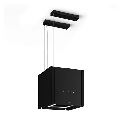 Klarstein Velaire Campana Extractora de Techo - A++ Eficiencia, 601 m³/h, 40 cm Elevable, Ultra Silenciosa, Control Táctil, Filtros Lavavajillas, LED, Extractor Cocina, Negro