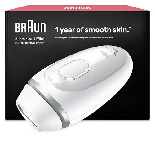 Braun Luz Pulsada Silk·expert Mini Depiladora IPL, Alternativa a Depiladora Laser, Reducción del Vello en Casa, Tamaño Compacto, Fácil, Segura Y Eficiente, Blanca/Plateada, PL1100