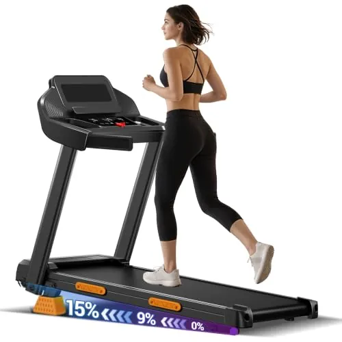 LONTEK Cinta de Andar Plegable con Inclinación,1-12km/h,3.0 CV | Caminadora Eléctrica para Casa con Motor Silencioso,Cinta de Correr Plegable,Pantalla LED,12 programas,Capacidad Máx. 136 kg