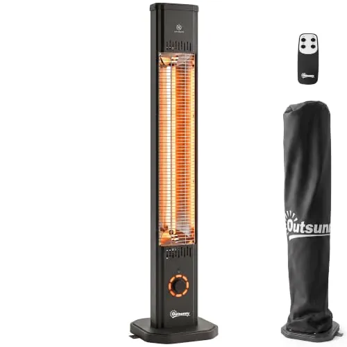 Outsunny Calefactor por Infrarrojos Terraza 2000 W de Pie o Pared con Funda