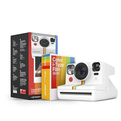 Polaroid Now+ Generation 2 - Paquete de cámara + película (16 Fotos Incluidas), Color Blanco, cámara de película instantánea controlada por aplicación conectada por Bluetooth, 6437