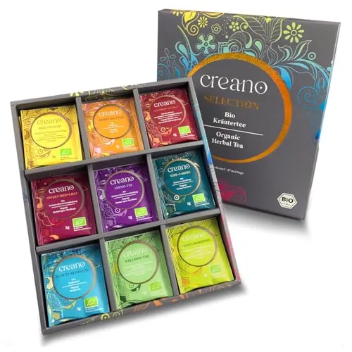 Creano „Organic Herbal Tea“ Caja Bio de 27 Bolsitas con 9 Variedades de Infusiones – Formato Degustación para Momentos de Relax*