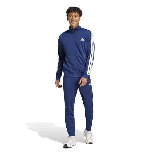 adidas Uomo SPORTSWEAR BASIC 3 STRIPES TRICOT TRACKSUIT, Dark Blue, L
