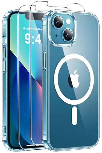 Qasyfanc Funda Magnética para iPhone 13/iPhone 14, Transparente