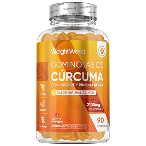 Cúrcuma con Jengibre y Pimienta Negra 2100mg, 90 Gominolas Veganas