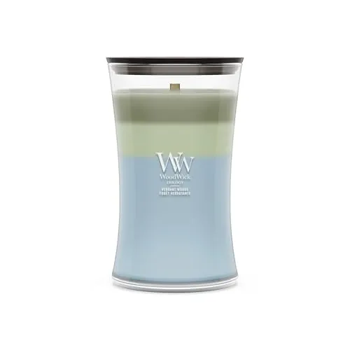 WoodWick Vela perfumada | Vela grande en forma de reloj de arena | Verdant Woods | Regalos perfectos para mujeres