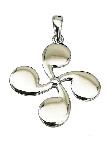 Colgante Lauburu de Plata para Hombre o Mujer- Lauburu pequeño y Grande de plata para collar- amuleto vasco de protección- Símbolo celta de Plata (17 mm)
