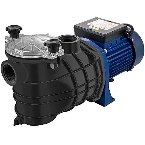 VEVOR Bomba de Piscina Filtración 18000L/h con Cesta de Filtro Extraíble, 1 HP Bomba de Plástico Metal 750W 3450TR/Min 50°C, para Piscinas Spas Fuentes Termales