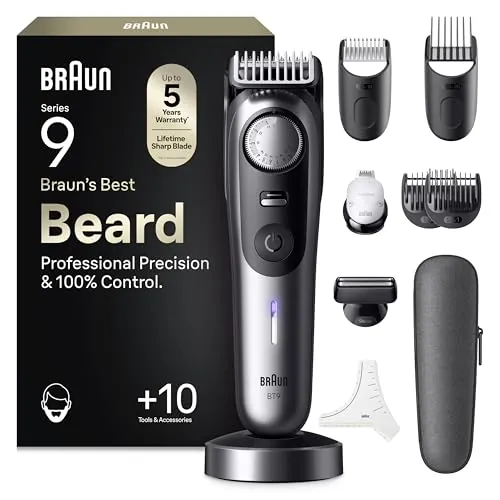 Braun Recortadora de Barba Hombre Series 9, BT9545, Cromo