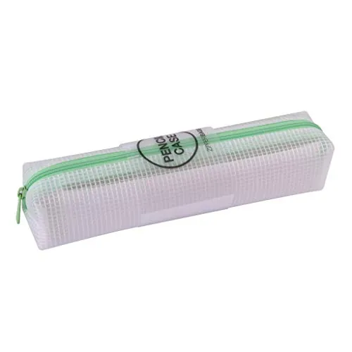 APLI 18700 - Estuche translúcido Zipper Bag Nordik Collection cremallera color VERDE. Medida 210 x 45 x 45 mm